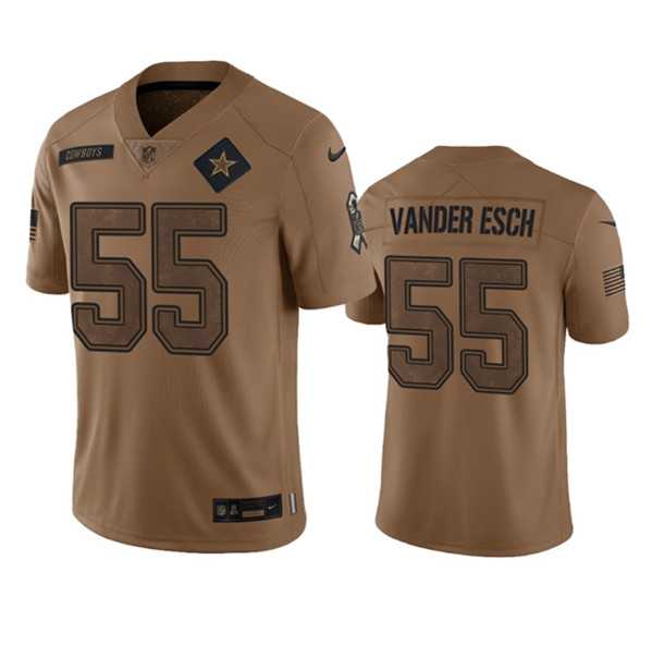 Men's Dallas Cowboys #55 Leighton Vander Esch 2023 Brown Salute To Service Limited Football Stitched Jersey Dyin